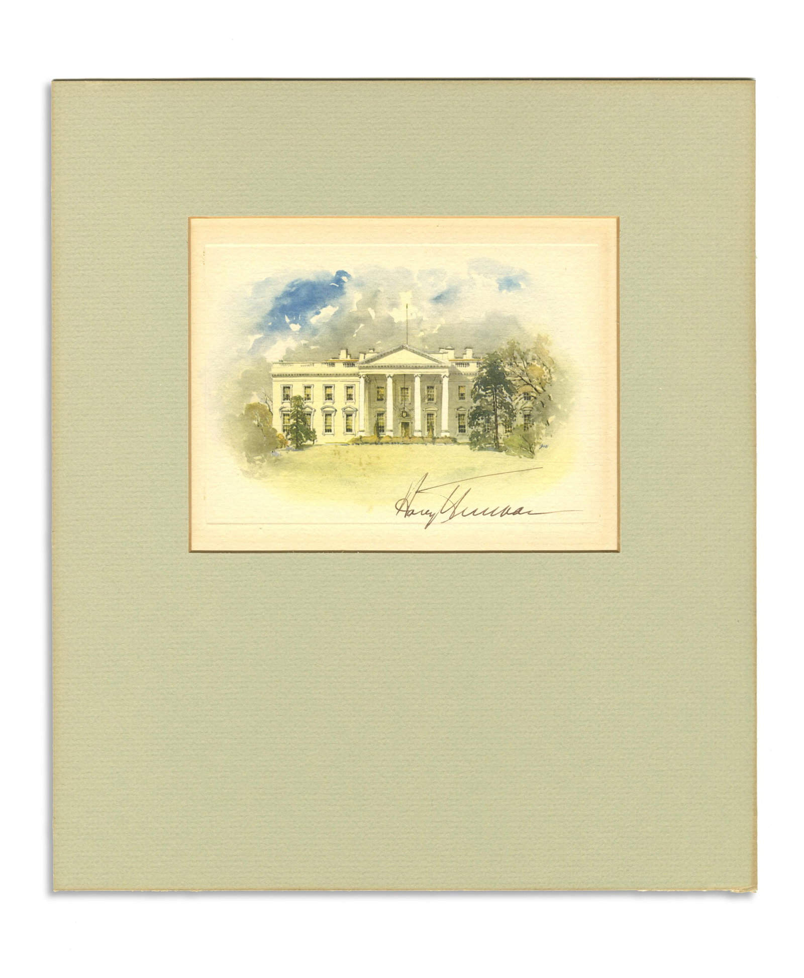 Harry Truman Signed White House Engraving (1 of 2)