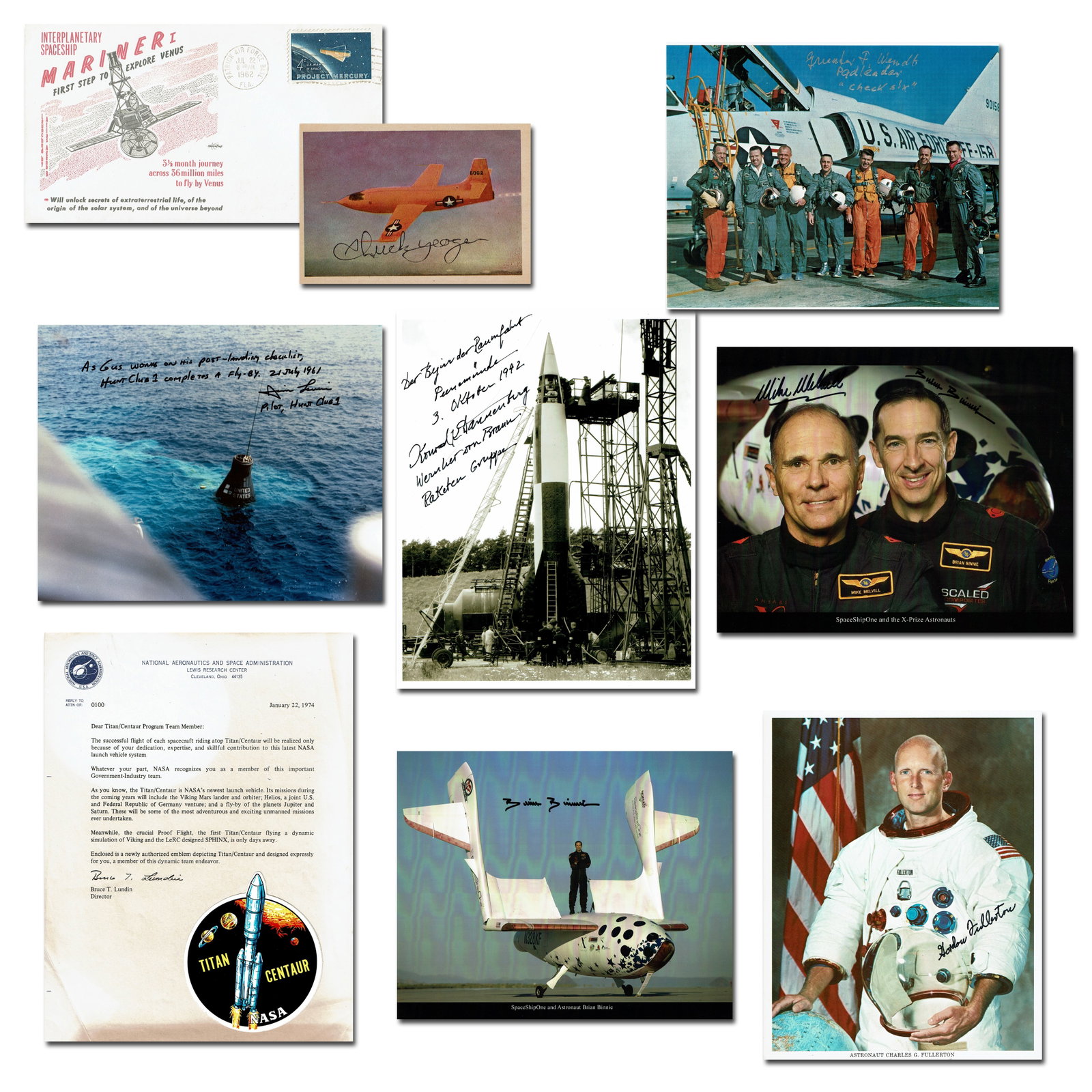 Dealer's Lot of 9 Items: NASA Test Pilots Plus More, 8 Signatures!: NASA various, various Dealer's Lot of 9 Items: NASA Test Pilots Plus More, 8 Signatures! Archive A fantastic grouping of NASA items totaling nine pieces in all, featuring seven signed pieces with