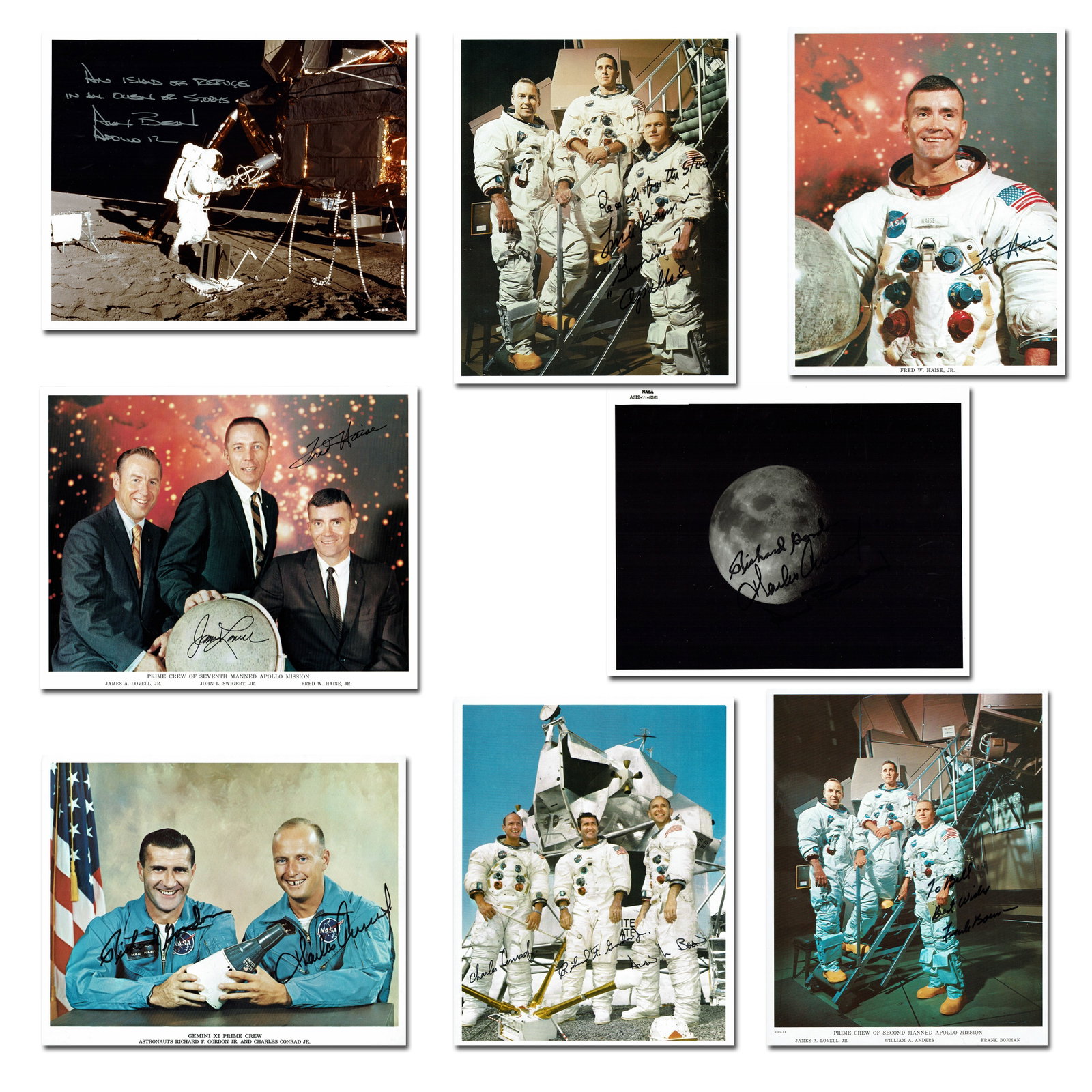 Group of 8 NASA Signed Lithos & Photos: Bean, Borman, Conrad, Gordon, Haise, Lovell (1 of 9)