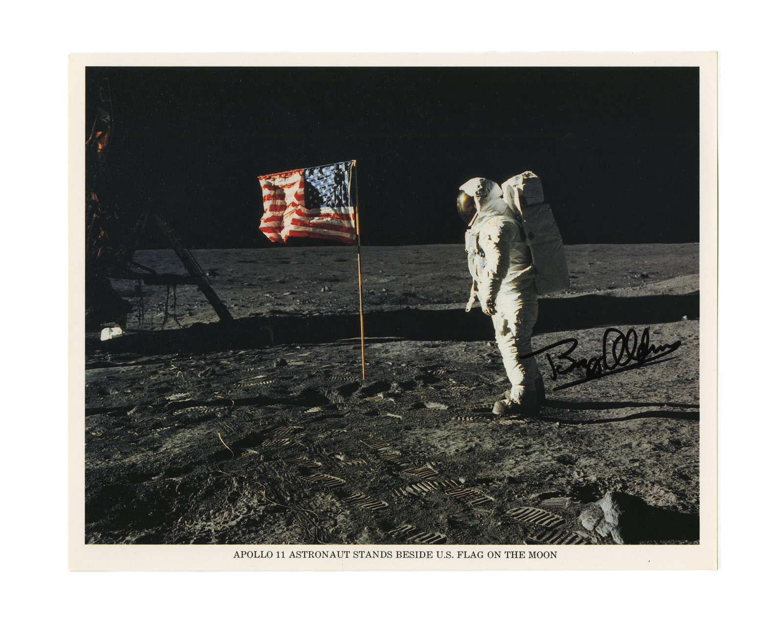 Buzz Aldrin Signed Iconic Apollo XI Flag on the Moon Photo, Pre-Certified by Zarelli: Buzz Aldrin n.p., n.d. Buzz Aldrin Signed Iconic Apollo XI Flag on the Moon Photo, Pre-Certified by Zarelli Signed photograph Edwin "Buzz" Aldrin (b. 1930). NASA color photographic print of the iconic