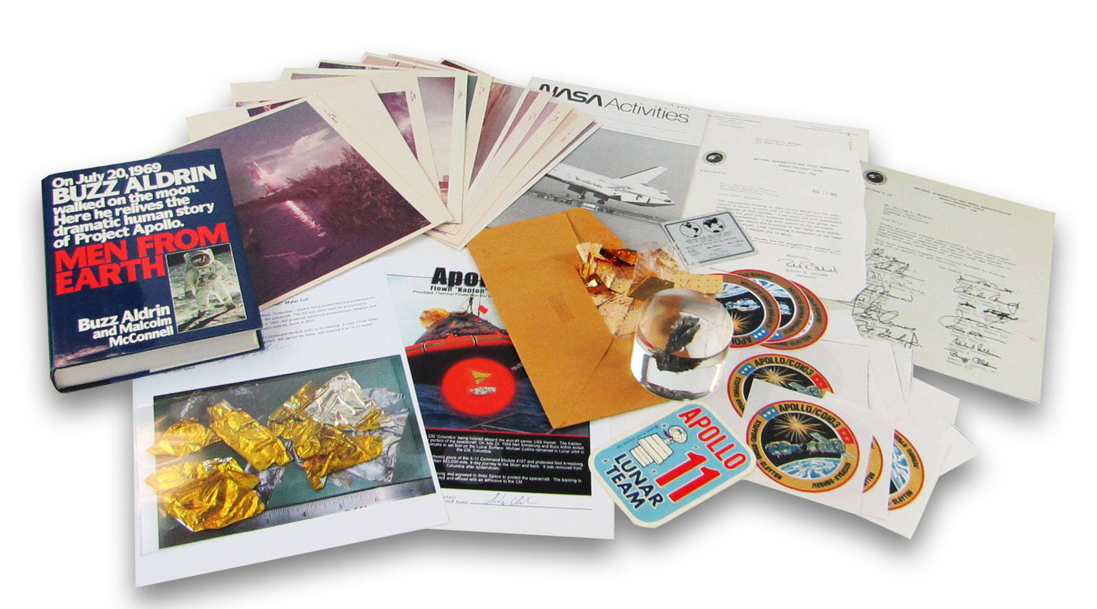 Large 40+ pc. Dealer's Lot of Space Material: Apollo 11 Kapton, Buzz Aldrin SB, Photographs & More! (1 of 10)