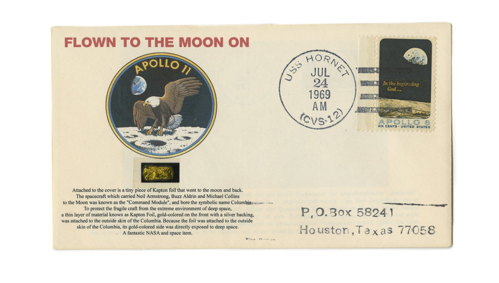 Apollo 11 FDC w/ Flown Kapton Foil (1 of 2)