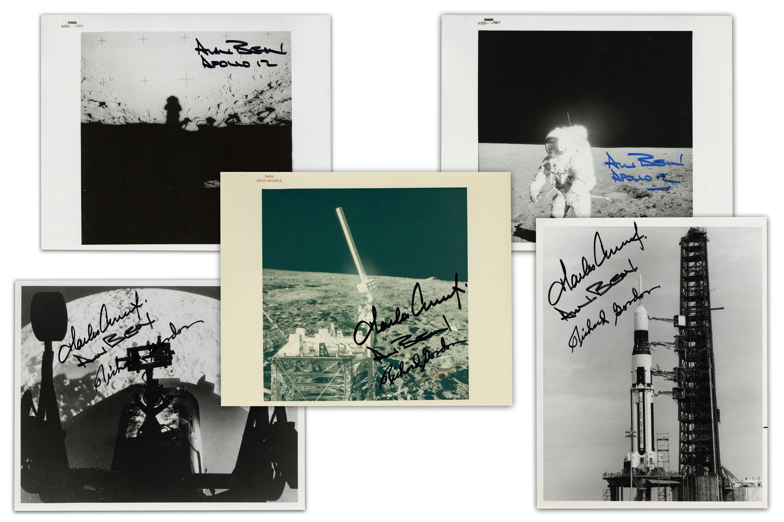 All 3 Apollo XII Crewmembers! (5) Signed Photos, 11 Sigs Total, Pre-Cert Zarelli: Apollo XII n.p., n.d. All 3 Apollo XII Crewmembers! (5) Signed Photos, 11 Sigs Total, Pre-Cert Zarelli SPs A group of photographs signed by all three Apollo XII crewmembers: Charles "Pete" Conrad,