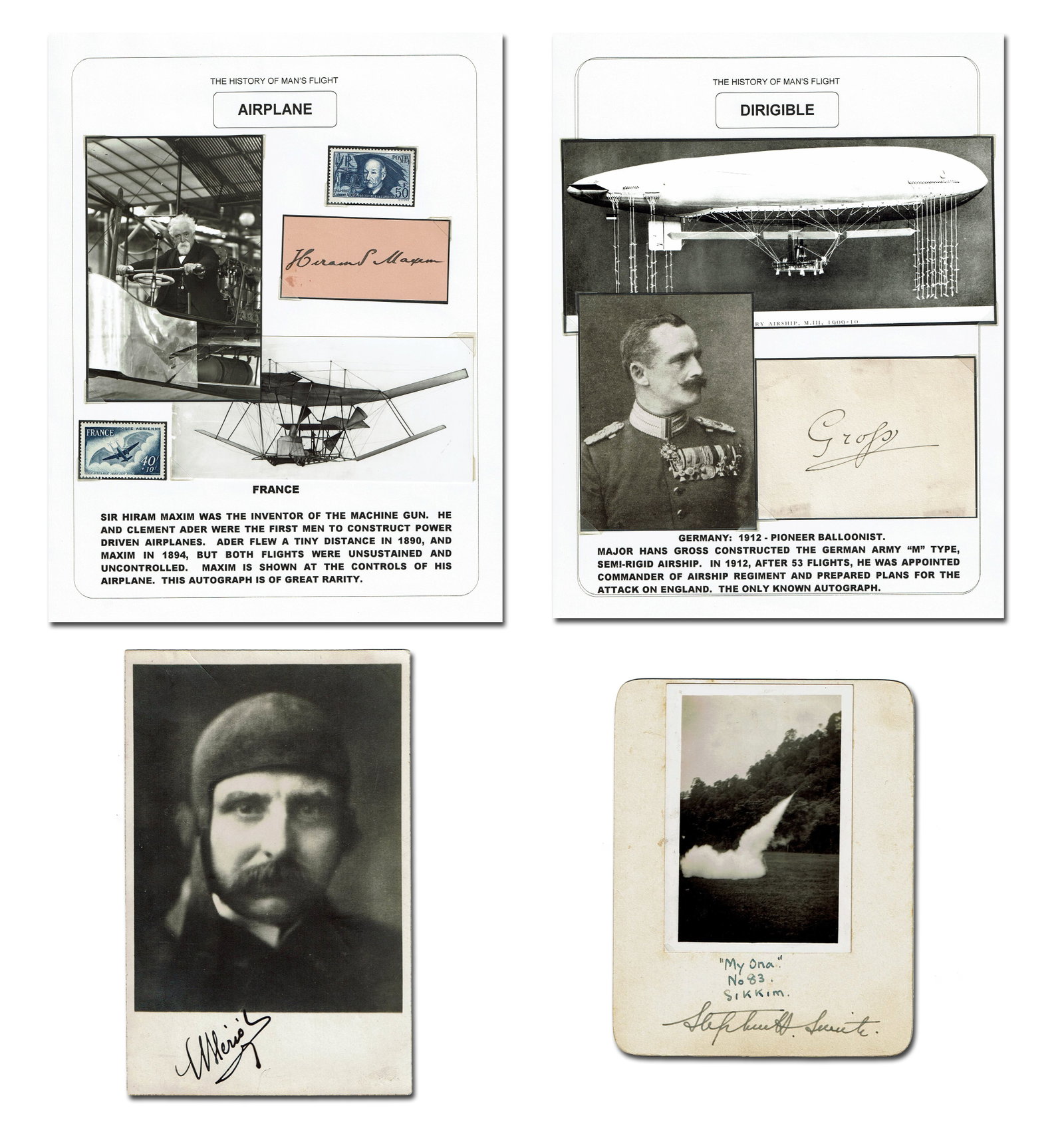 Group of 4 Signed Items by Pioneering Aviators & Engineers: Late 19th/Early 20th C. Aviation n.p., n.d. Group of 4 Signed Items by Pioneering Aviators & Engineers Archive An interesting group of four items signed by notable pioneering aviators and engineers