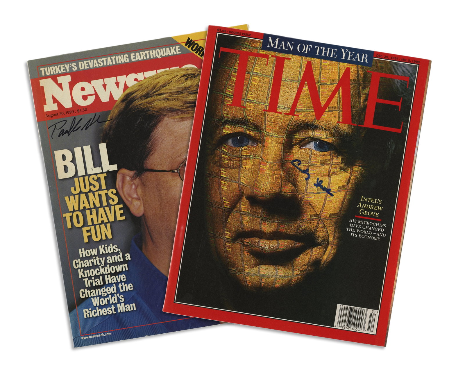 Paul Allen Signed Newsweek Cover & Andy Grove Signed Time Cover (1 of 4)