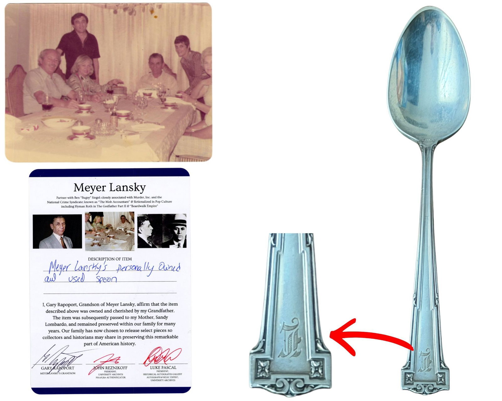 Meyer Lansky's "L" Monogrammed Spoon - Ex. Lansky Family with Provenance from his Grandson! (1 of 5)