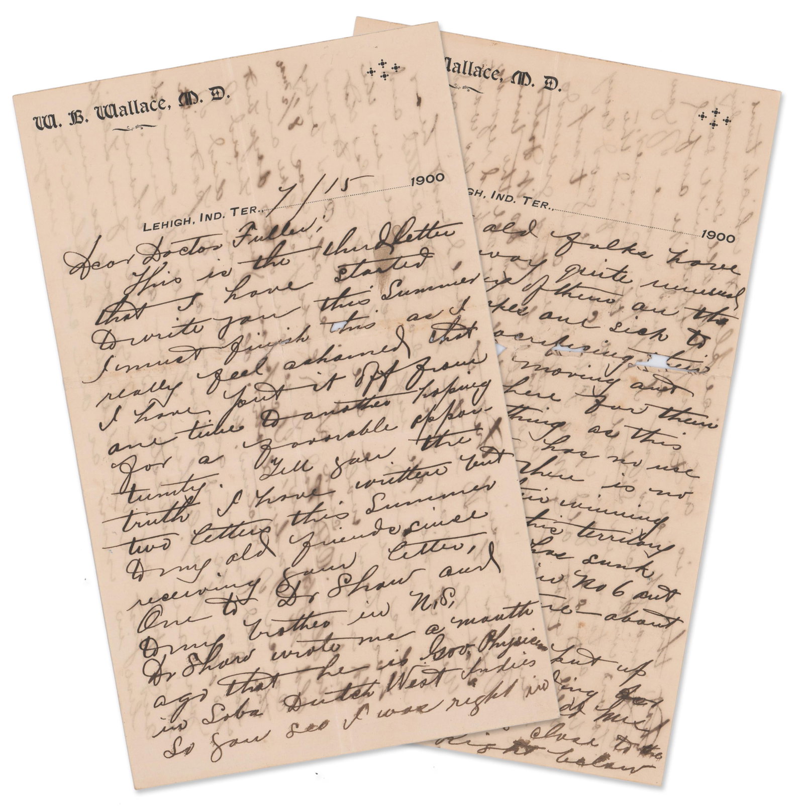 Racist Doctor's Letter with Coal Miner's Strike Content in Indian Territory: "As for Lehigh it is...: Coal Miners' Strike Lehigh, Indian Territory [OK], July 15, 1900 Racist Doctor's Letter with Coal Miner's Strike Content in Indian Territory: "As for Lehigh it is... just as undesirable a place to liv