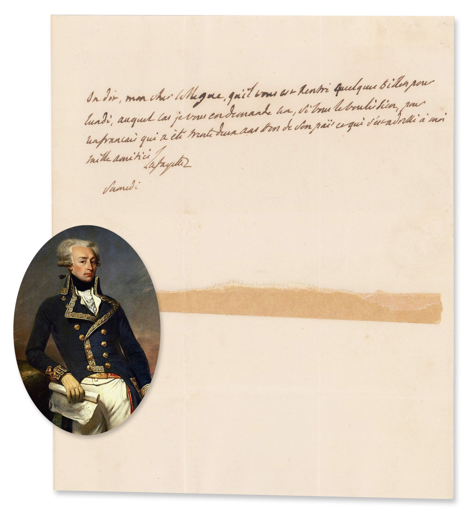 Lafayette ALS Requesting a Ticket for “a Frenchman who has been…thirty-two years out of (1 of 3)