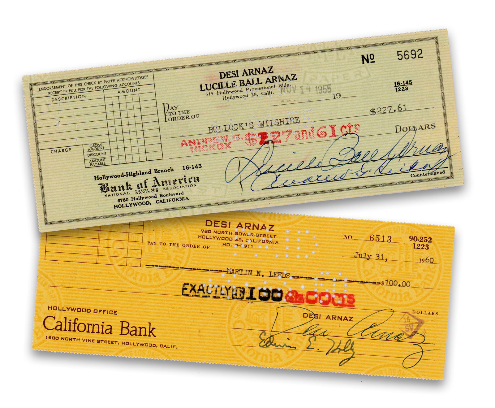 Lucille Ball & Desi Arnaz Signed Checks (1 of 5)