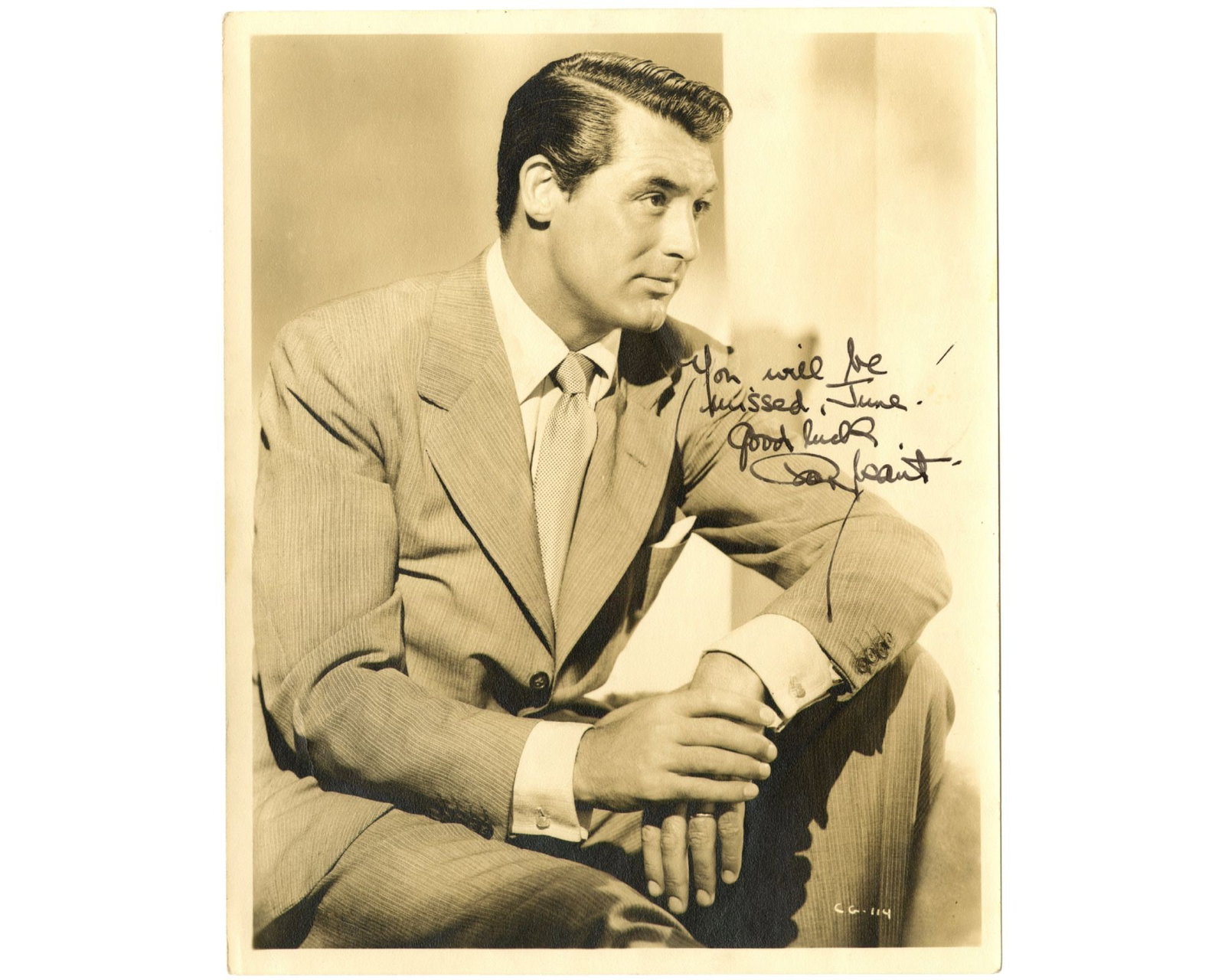 Gorgeous Cary Grant Signed Warner Bros. Photograph w/ Bold Signature! (1 of 2)