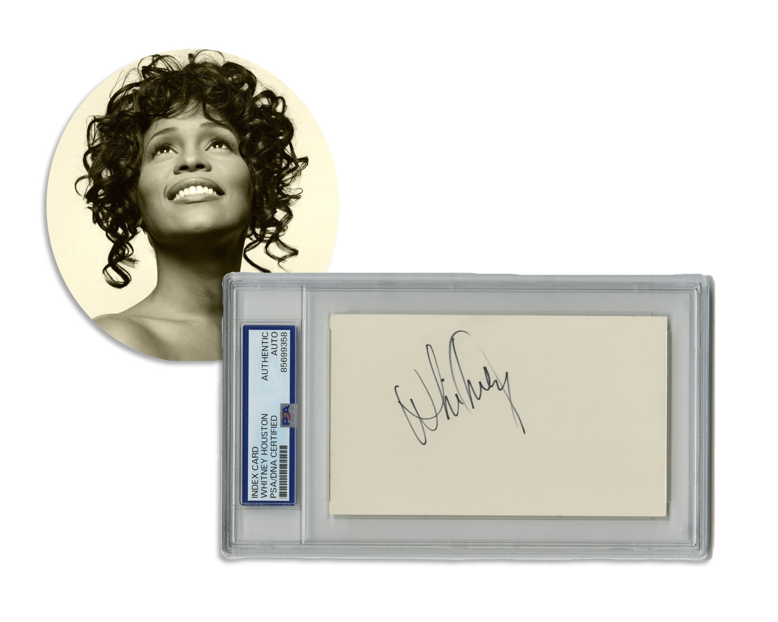 Whitney Houston Signed Card, PSA Slabbed (1 of 2)