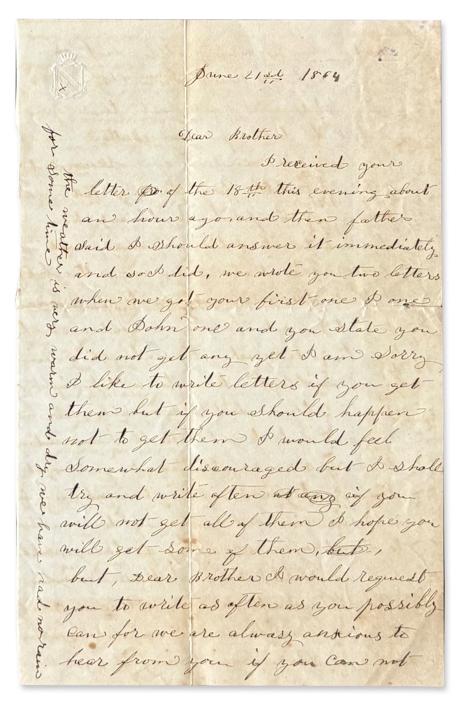 Civil War Homefront Letter: "I would like to see our honorable Old Abe once too" (1 of 2)