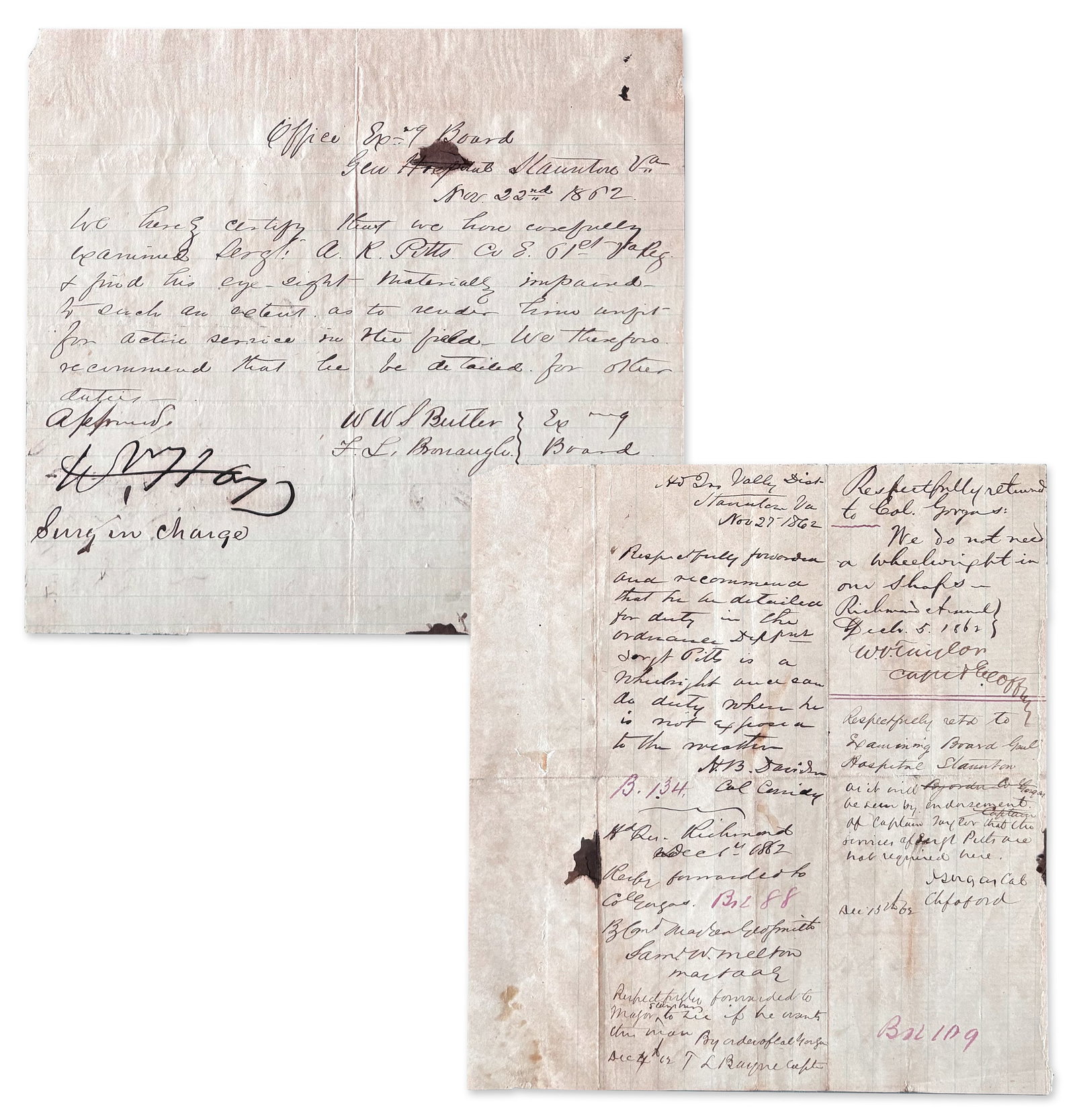 Future CSA Generals Davidson & Gorgas Endorsements for Placement of a Soldier w/ Impaired Vision (1 of 3)