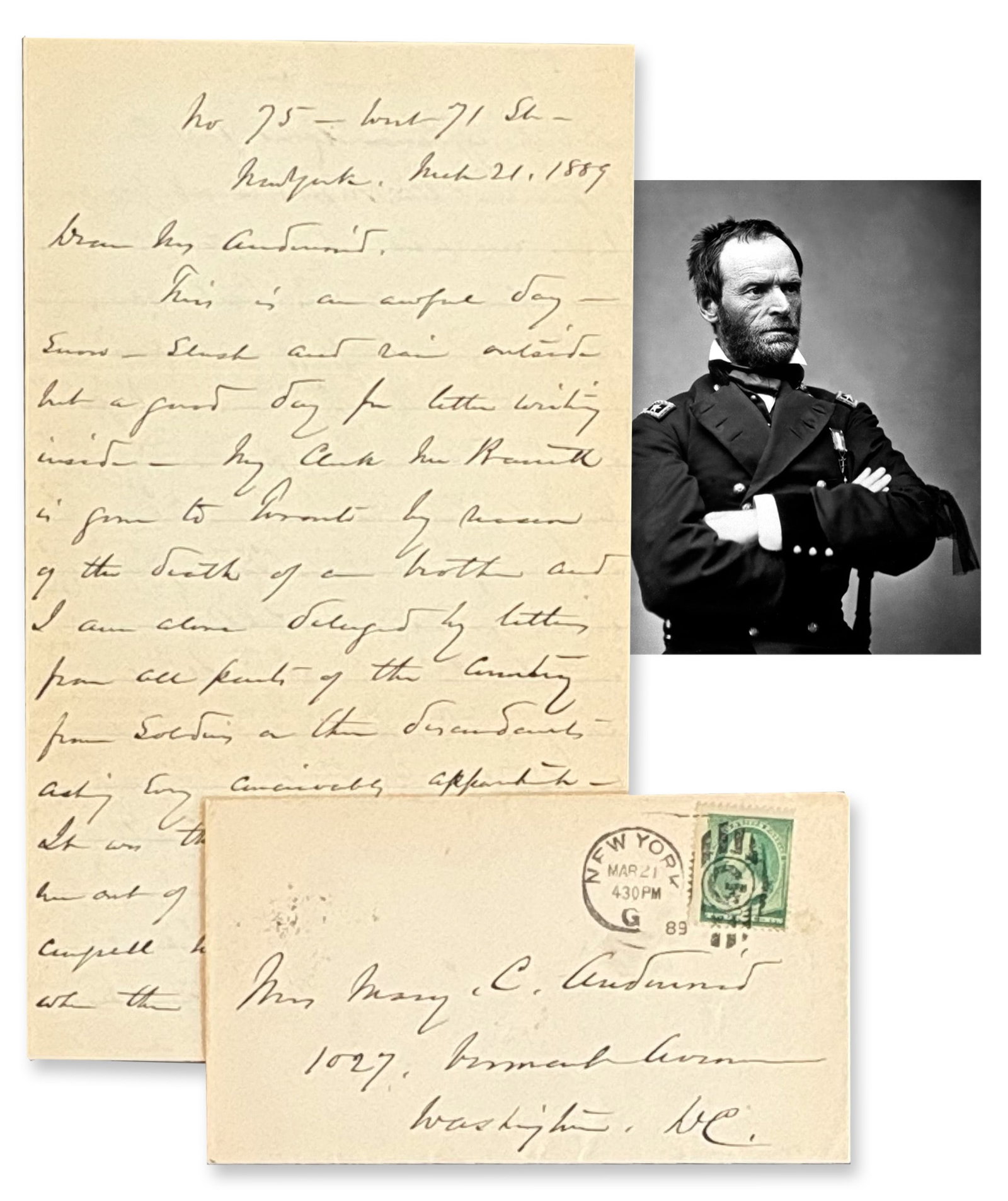 W. T. Sherman ALS to Mary Audenreid, a Widow 25 Years Younger with Whom He Had a Romantic Affair (1 of 3)