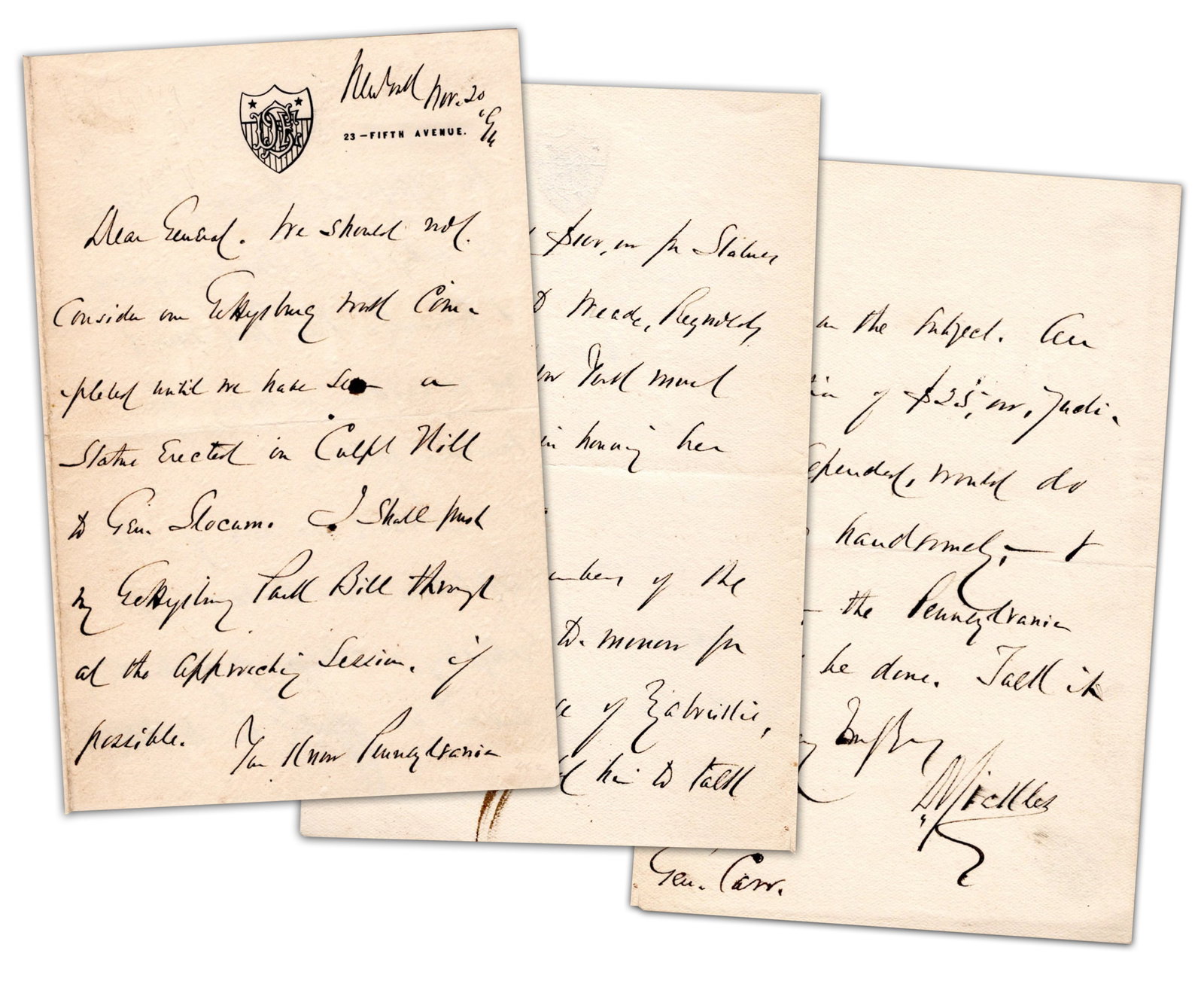 Union General Daniel E. Sickles Wants New York to Memorialize Their Soldiers at Gettysburg (1 of 5)