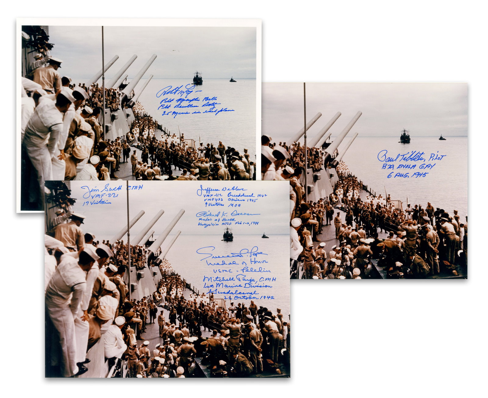 (3) Japanese Surrender Photographs Signed by Tibbets, Morgan & Many MOH Recipients! (1 of 4)
