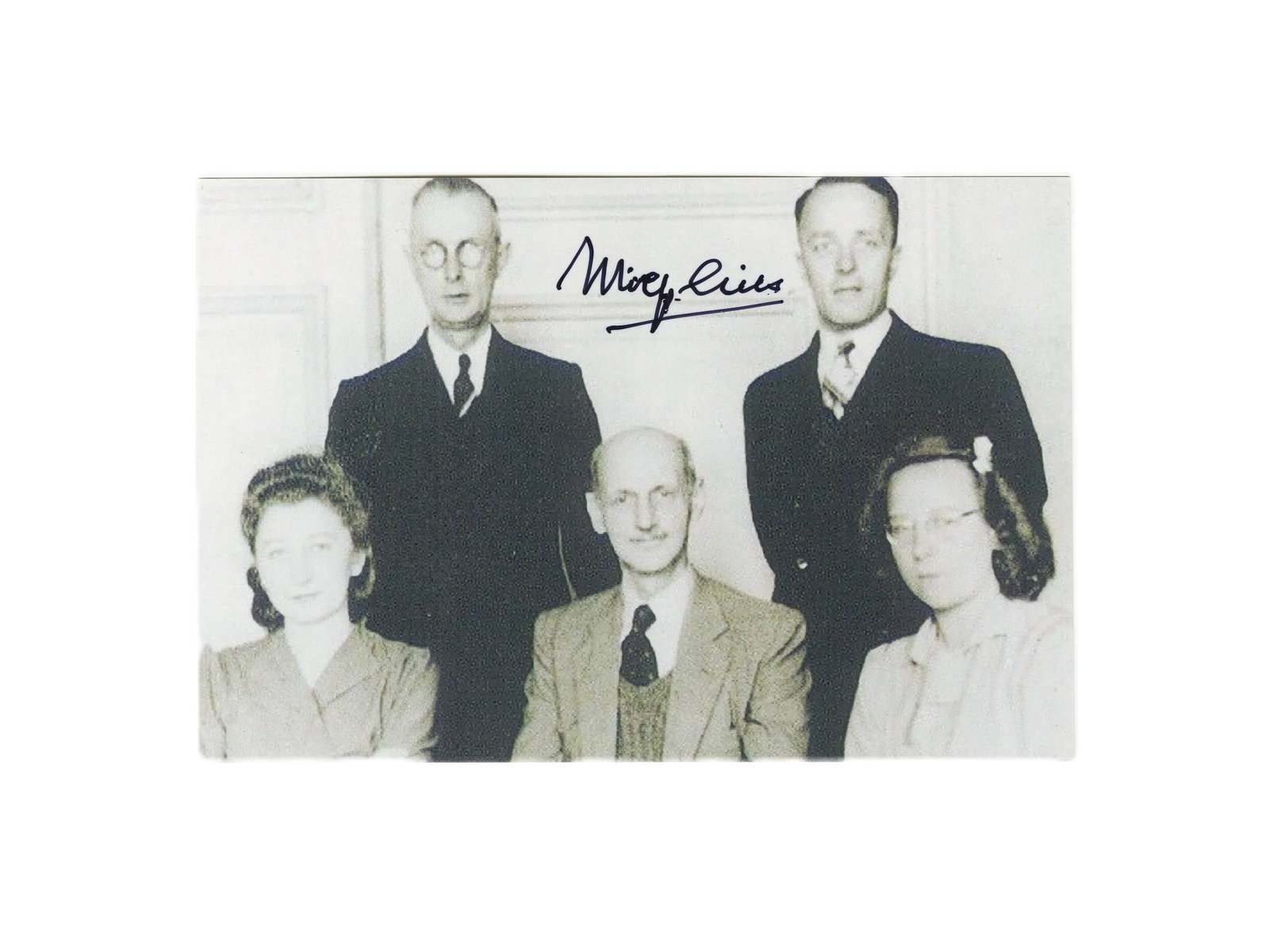 Miep Gies Signed Photo, Hid Anne Frank Family, Pictured With Otto Frank: Miep Gies n.p., n.d. Miep Gies Signed Photo, Hid Anne Frank Family, Pictured With Otto Frank Signed photograph Miep Gies (1909-2010). Black and white photo, originally taken in October 1945, picturing