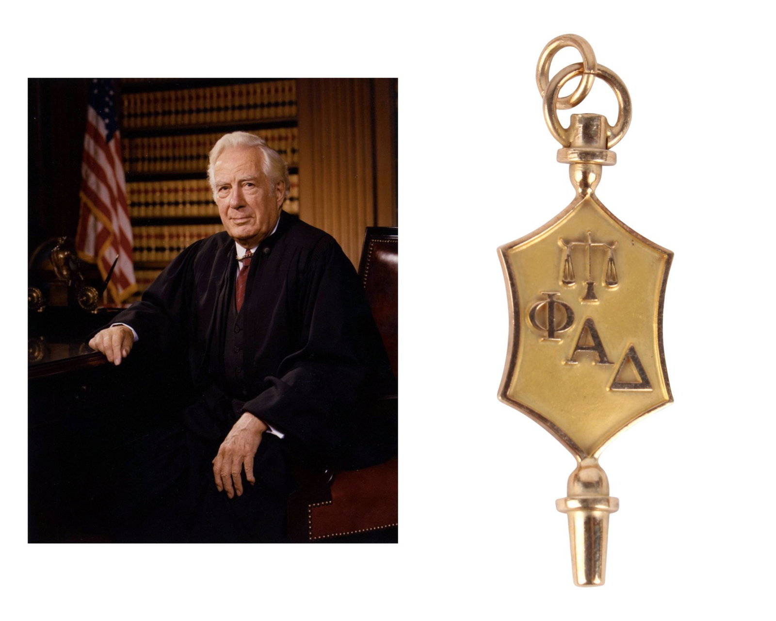 Warren Burger's 10K Gold Phi Alpha Delta Pocket Watch Winder, Ex. Warren Burger Estate (1 of 5)