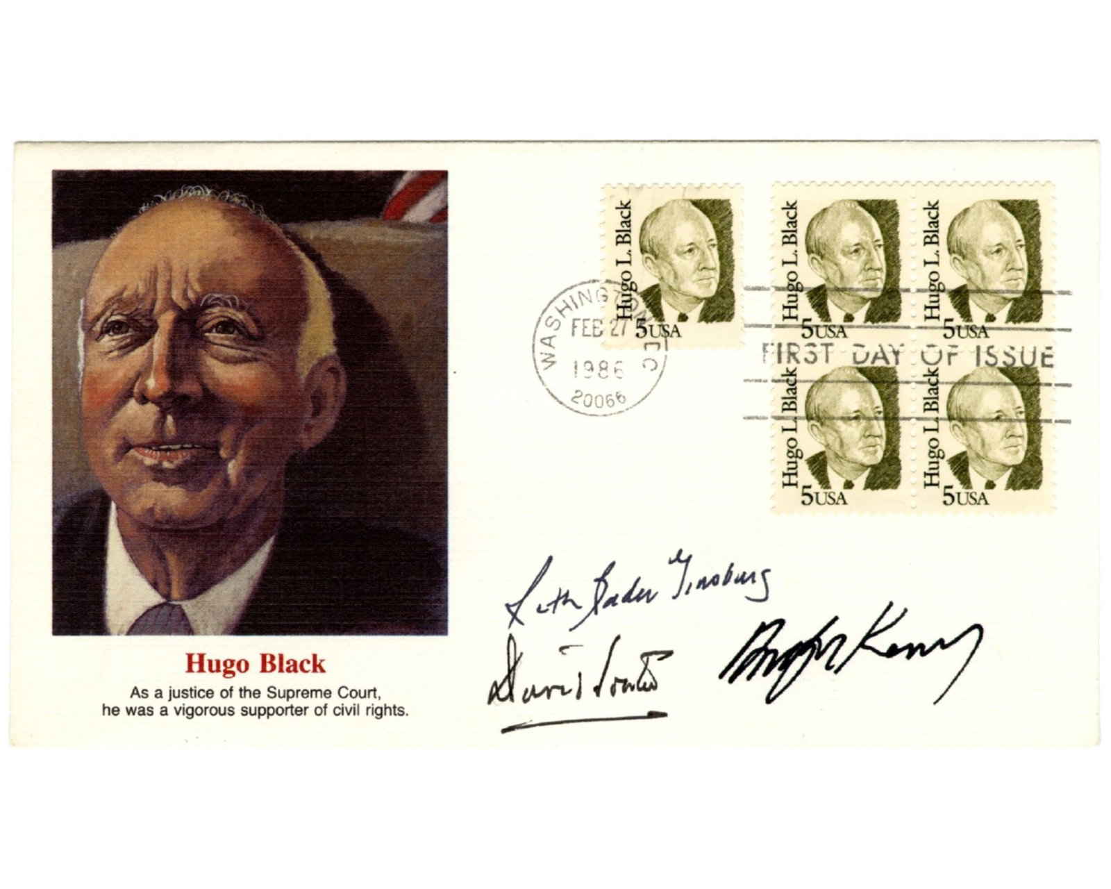 R.B. Ginsburg, Kennedy & Souter Signed FDC Honoring Justice Black! (1 of 2)