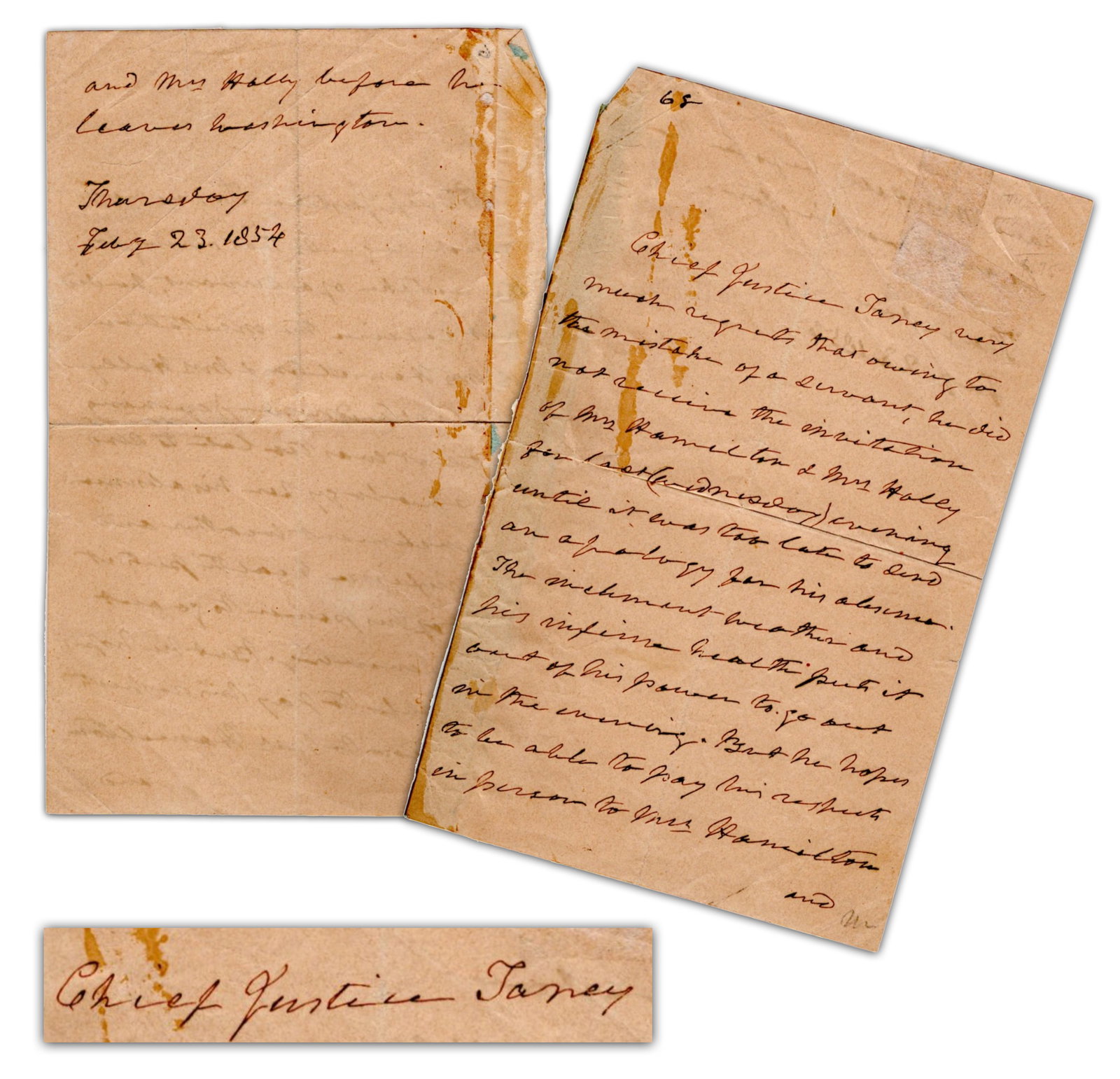 Chief Justice Roger B. Taney to Alexander Hamilton’s Widow and Daughter (1 of 4)