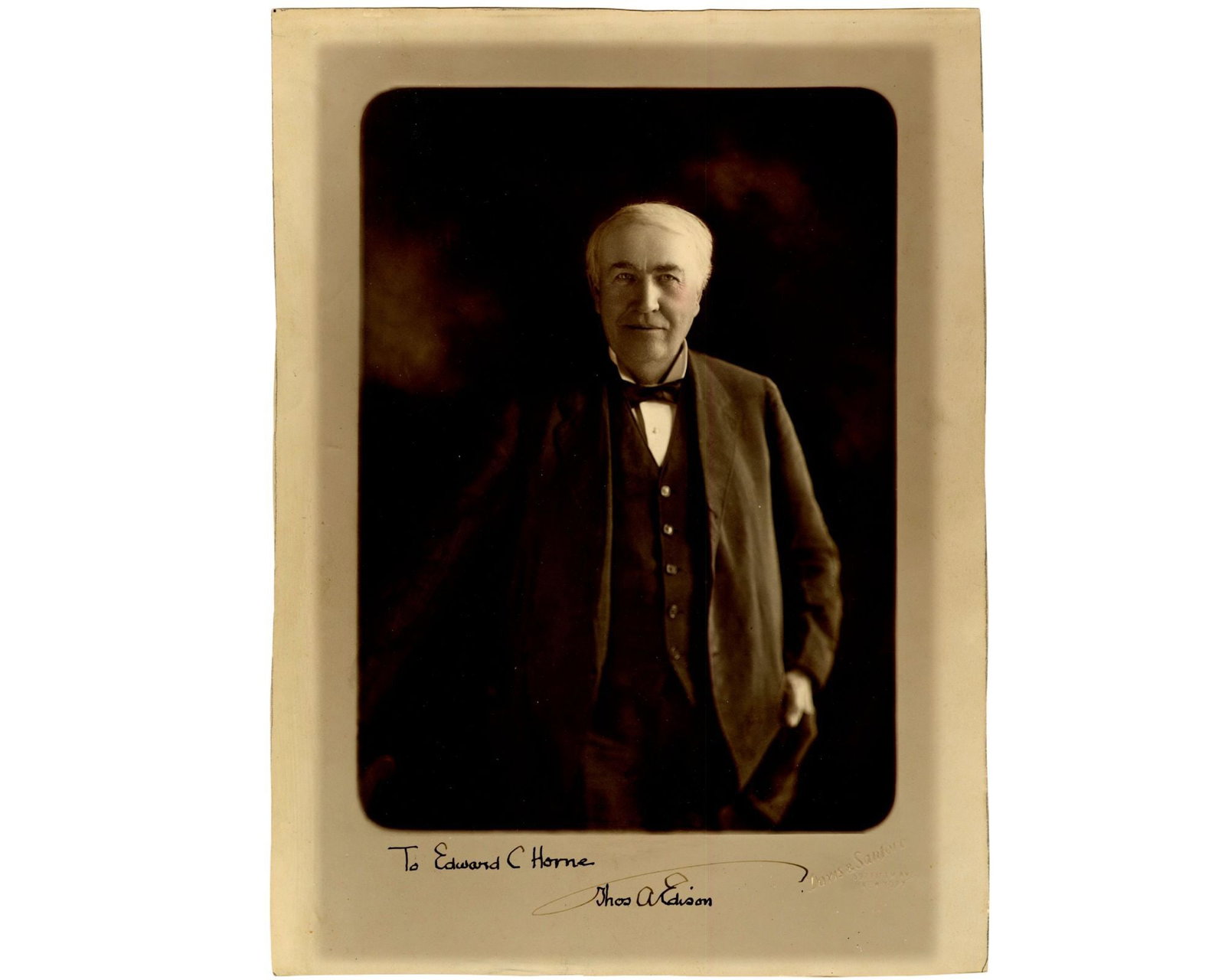 Thomas Edison Large Pristine Signed Sepia Portrait from Gilded Age Davis & Sanford Photography (1 of 4)