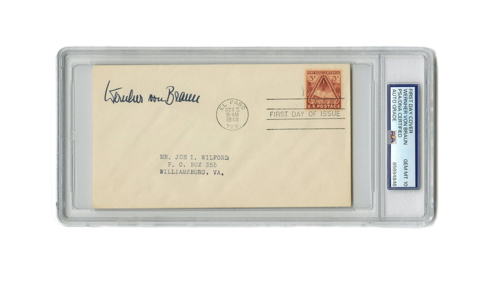 Wernher Von Braun Signed FDC PSA Gem Mint 10 Slabbed, Perfect! (1 of 2)