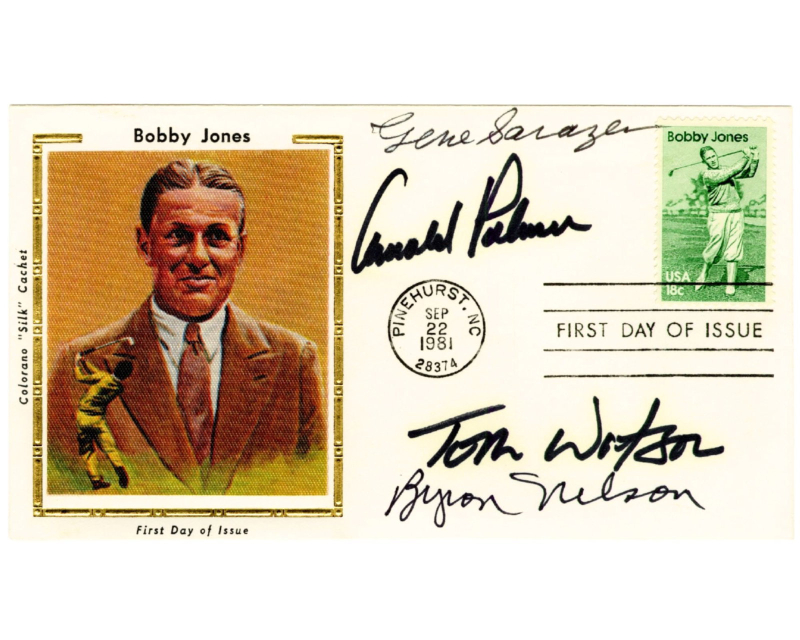 Palmer, Sarazen, Nelson & Watson Sign Bobby Jones First Day Cover! (1 of 2)