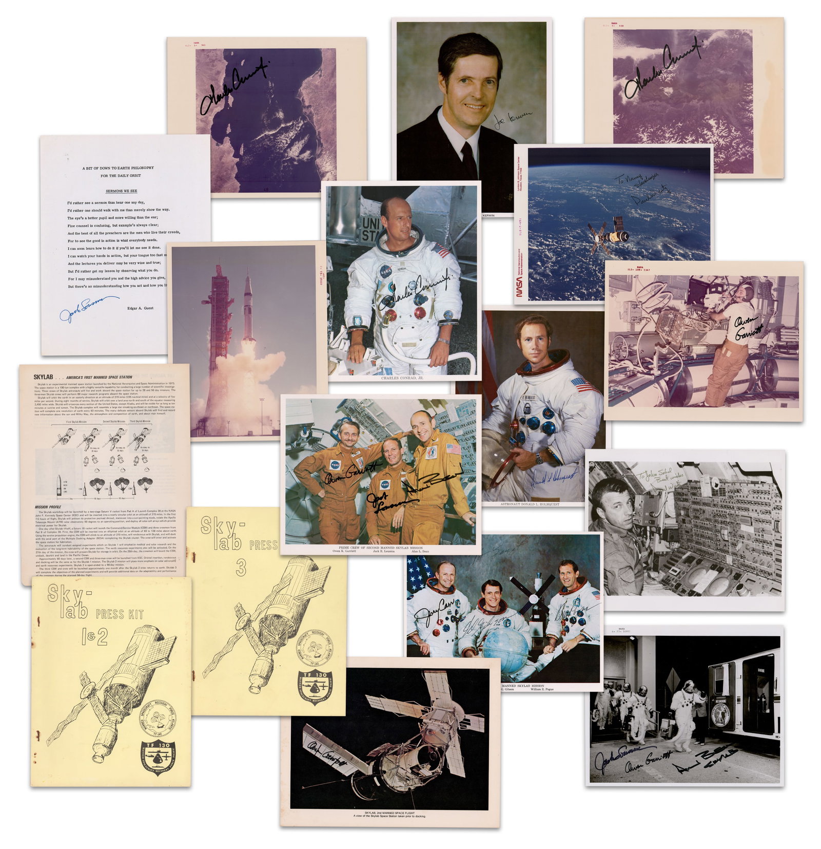 Skylab Dealer's Lot of (13) Signed Photos, Plus Mission Press Kits; 19 Signatures, Pre-Cert Zarelli: Skylab n.p., n.d. Skylab Dealer's Lot of (13) Signed Photos, Plus Mission Press Kits; 19 Signatures, Pre-Cert Zarelli Archive A sizeable collection of official NASA photos and lithographs, signed thro