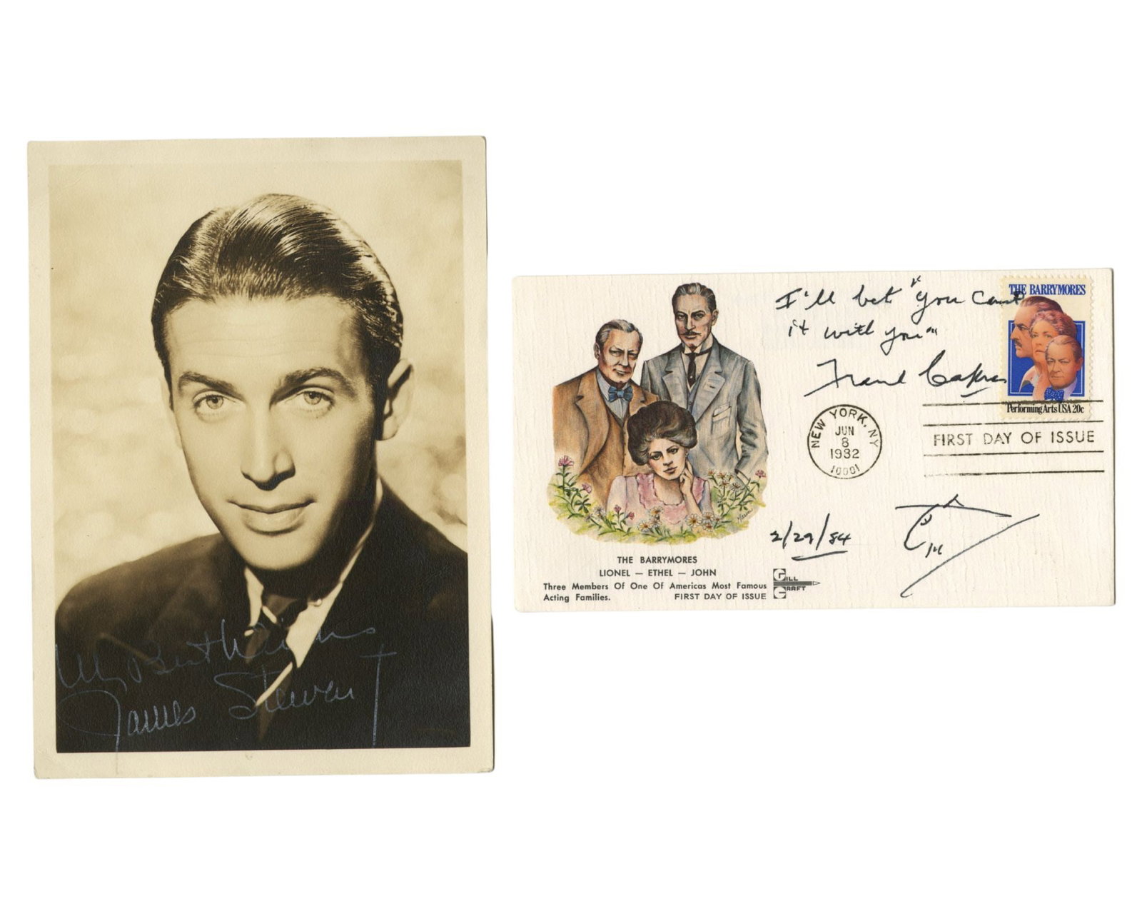 James Stewart & Frank Capra Signed Group "You Can't Take it with you" PSA Authentication: James Stewart n.p., n.d. James Stewart & Frank Capra Signed Group "You Can't Take it with you" PSA Authentication Archive Compelling pair of signed Hollywood pieces connecting actor James Stewart and 