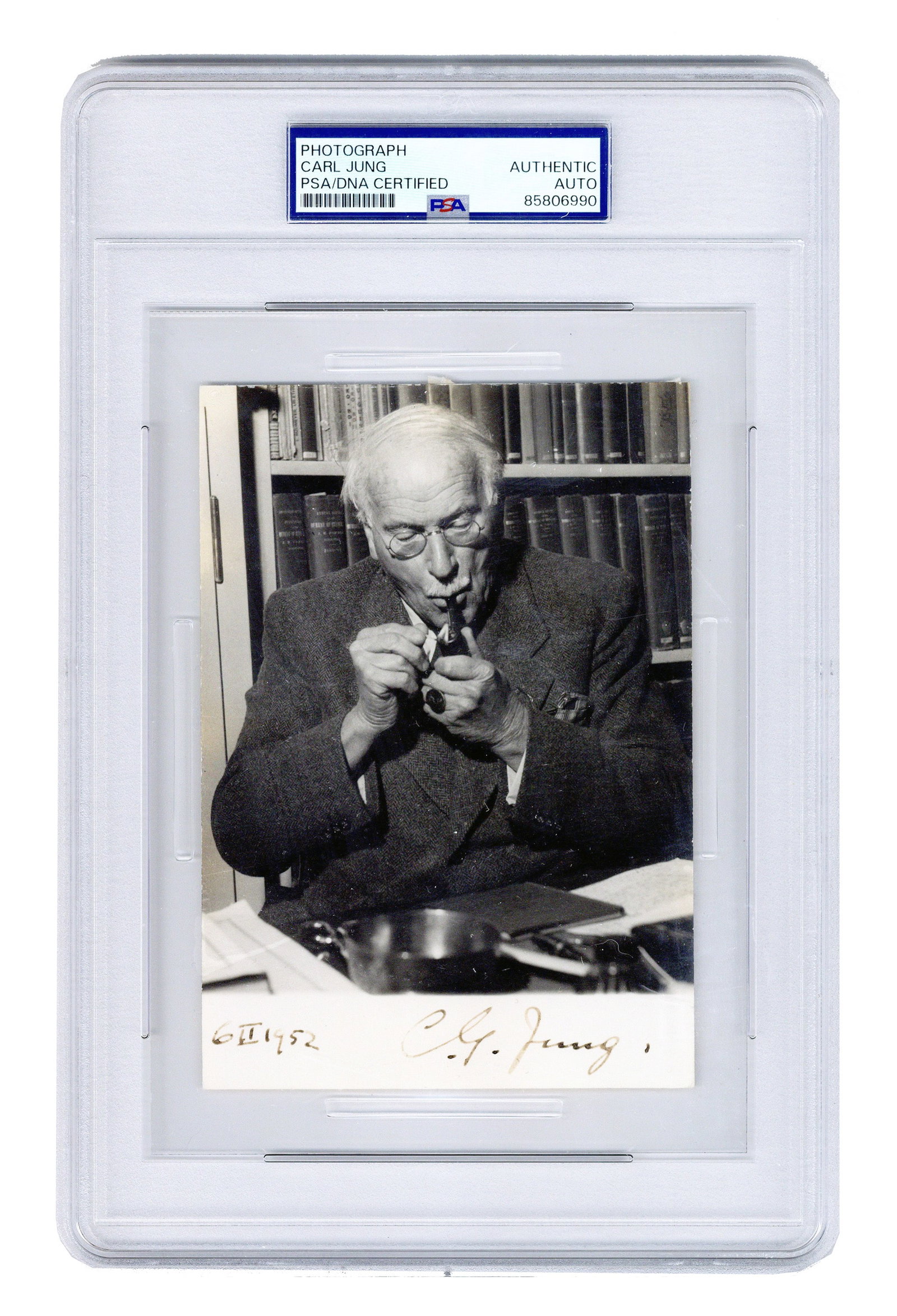 Carl Jung PSA Certified Period SP From 1952, When "Symbols of Transformation" Was Released: Carl Jung Küsnacht, Switzerland, February 6, 1952 Carl Jung PSA Certified Period SP From 1952, When "Symbols of Transformation" Was Released SP A period portrait photograph of Swiss psychologist 
