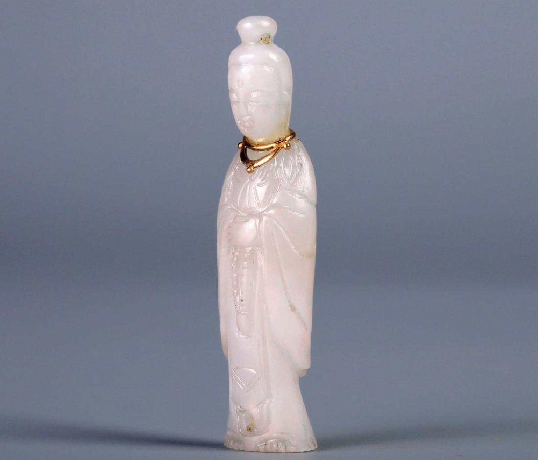 Hetian jade carved avalokitesvara figure (1 of 10)