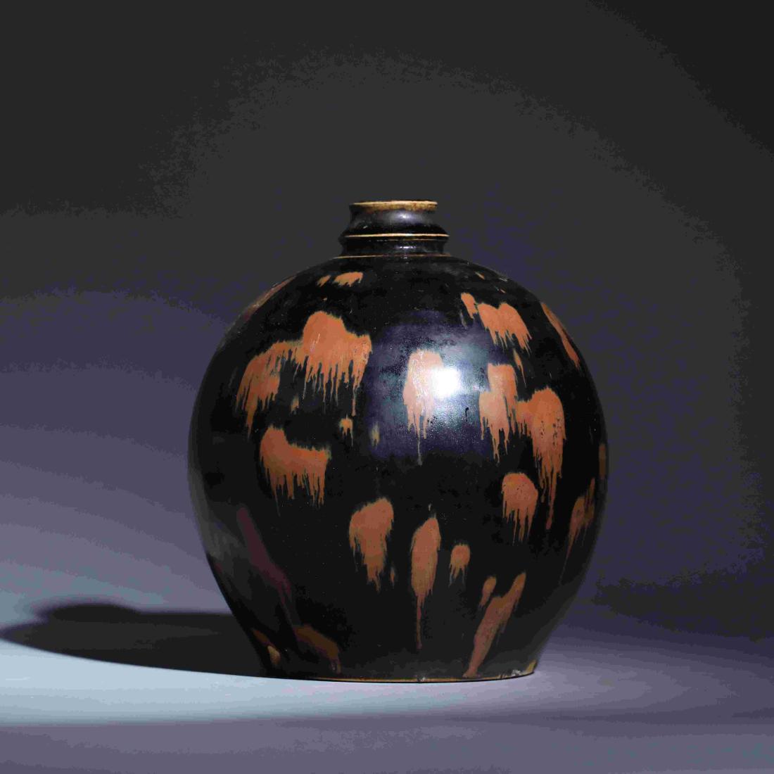 CIZHOU KILN BLACK GLAZED RUST SPOT VASE (1 of 6)
