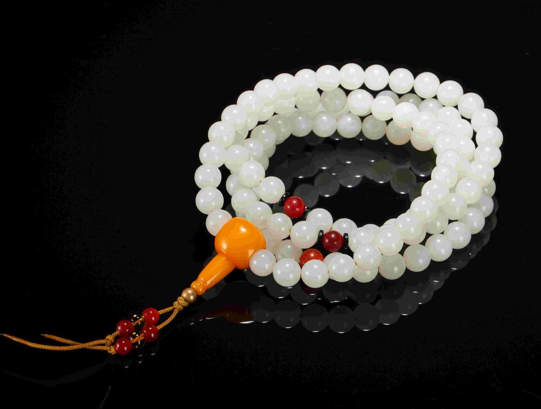 QING DYNASTY HETIAN JADE 108 BEADS (1 of 9)