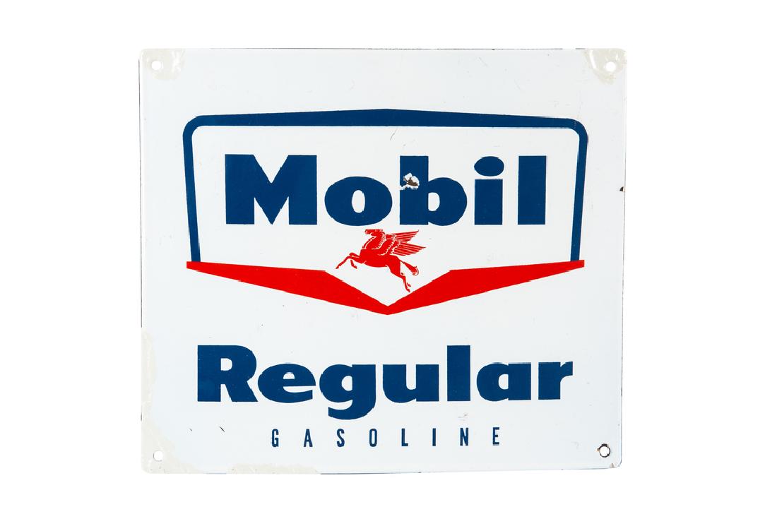 Mobil Regular Gasoline Porcelain Gas Pump Sign (1 of 2)