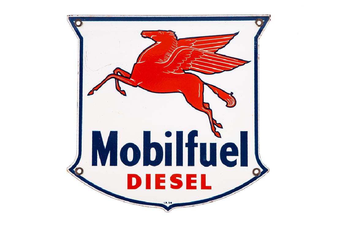1956 Mobil Fuel Diesel Porcelain Gas Pump Sign (1 of 3)