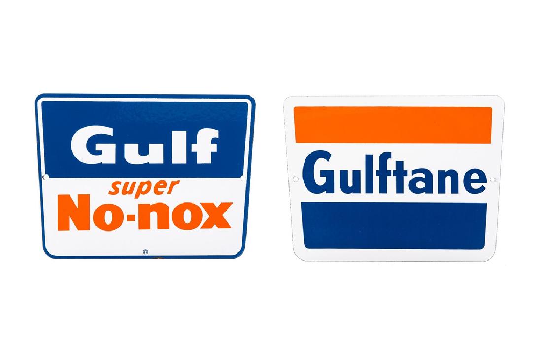 2 Gulf Porcelain Gas Pump Plates (1 of 4)