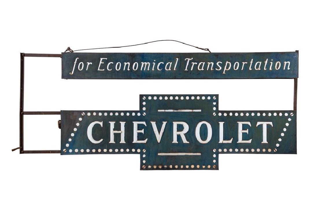Very Rare Chevrolet Milk Glass Lighted Tin Sign (1 of 10)