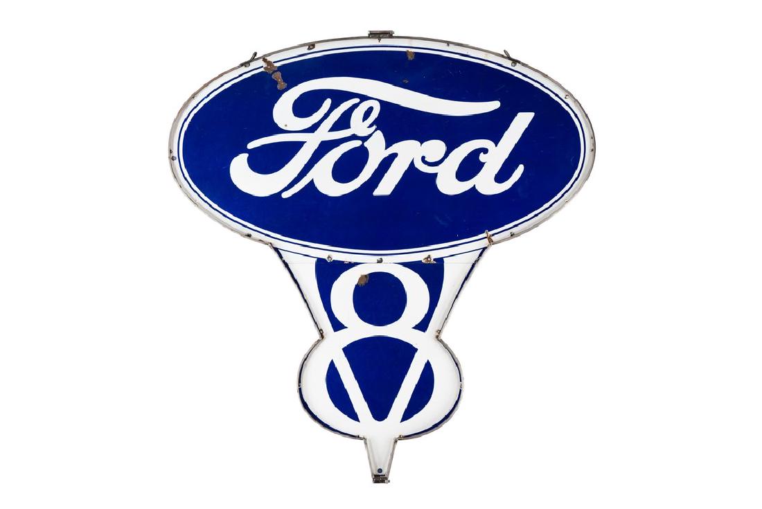 Rare Ford V8 Porcelain Sign In Frame (1 of 8)