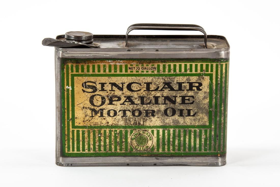 Sinclair Opaline Motor Oil half gallon flat metal can (1 of 4)