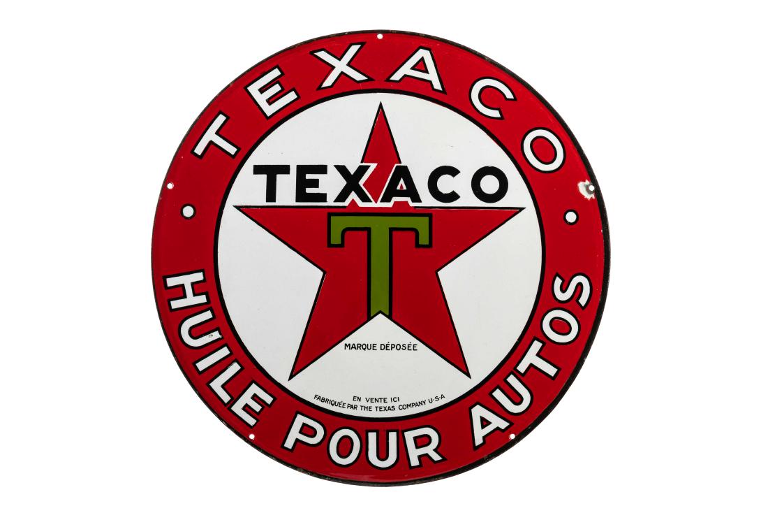 Texaco Huile Pour Autos Porcelain Button Sign (1 of 4)