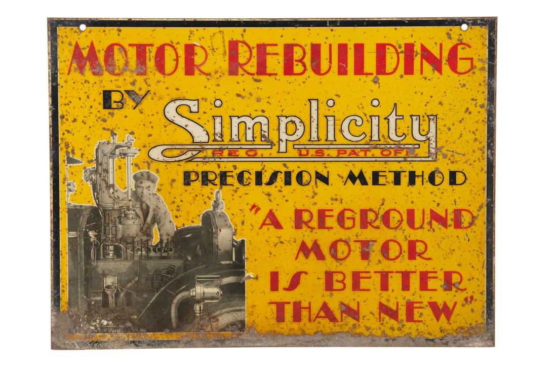 Rare Simplicity Motor Rebuilding Tin Sign (1 of 5)
