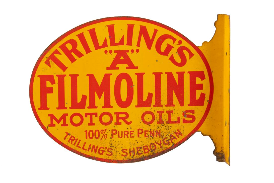 Trillings Filmoline Motor Oil Tin Flange Sign (1 of 2)