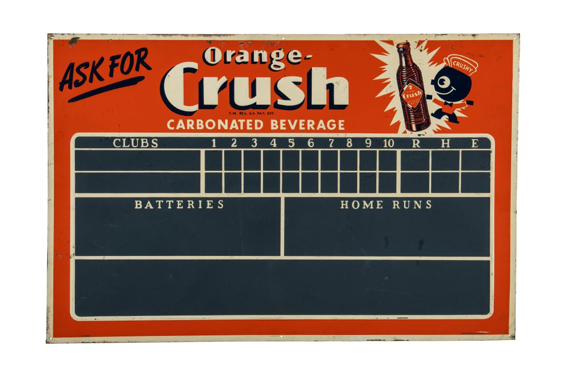 Rare Orange Crush Soda Tin Scoreboard Sign (1 of 8)