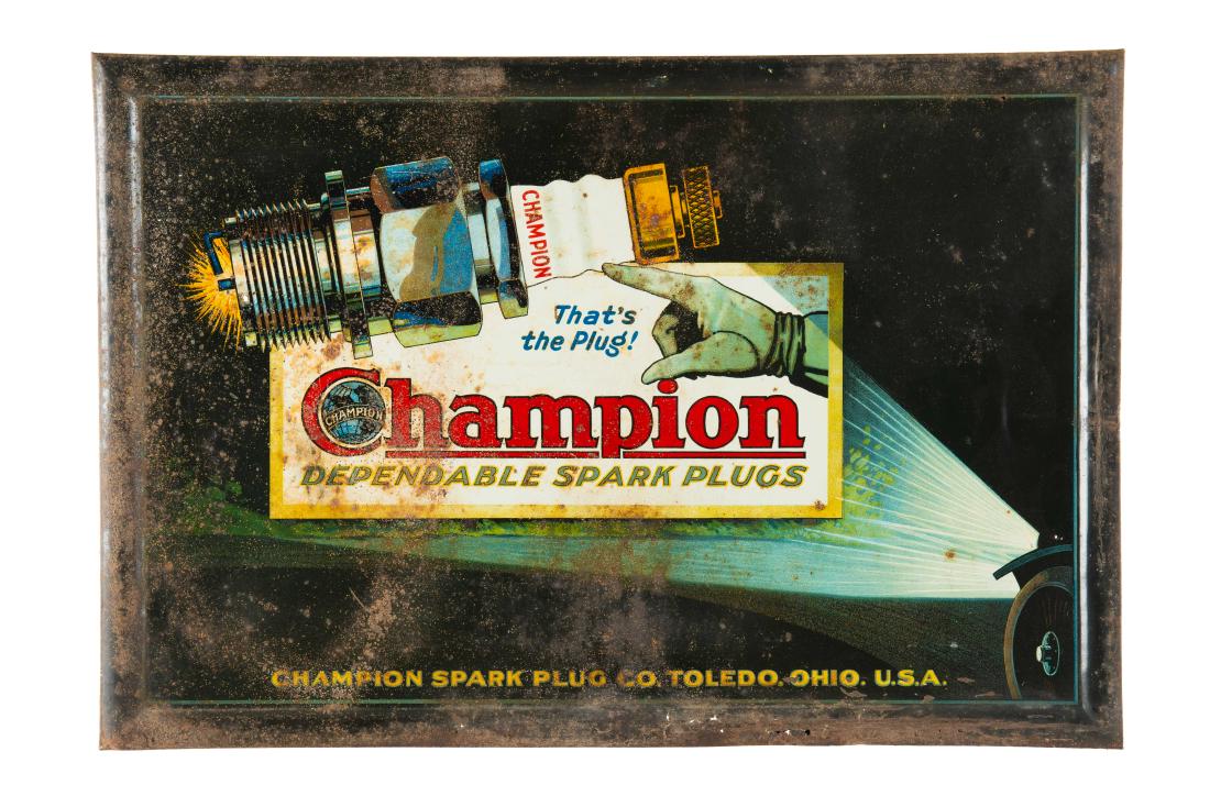 Early Champion Spark Plug Tin Sign