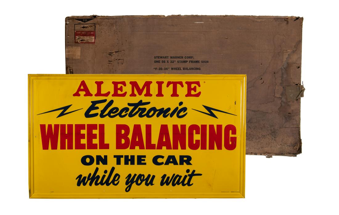 NOS Alemite Electric Wheel Balancing Tin Sign (1 of 9)
