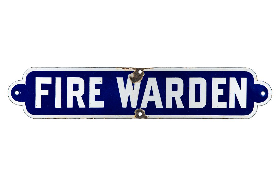 Fire Warden Porcelain Sign (1 of 2)
