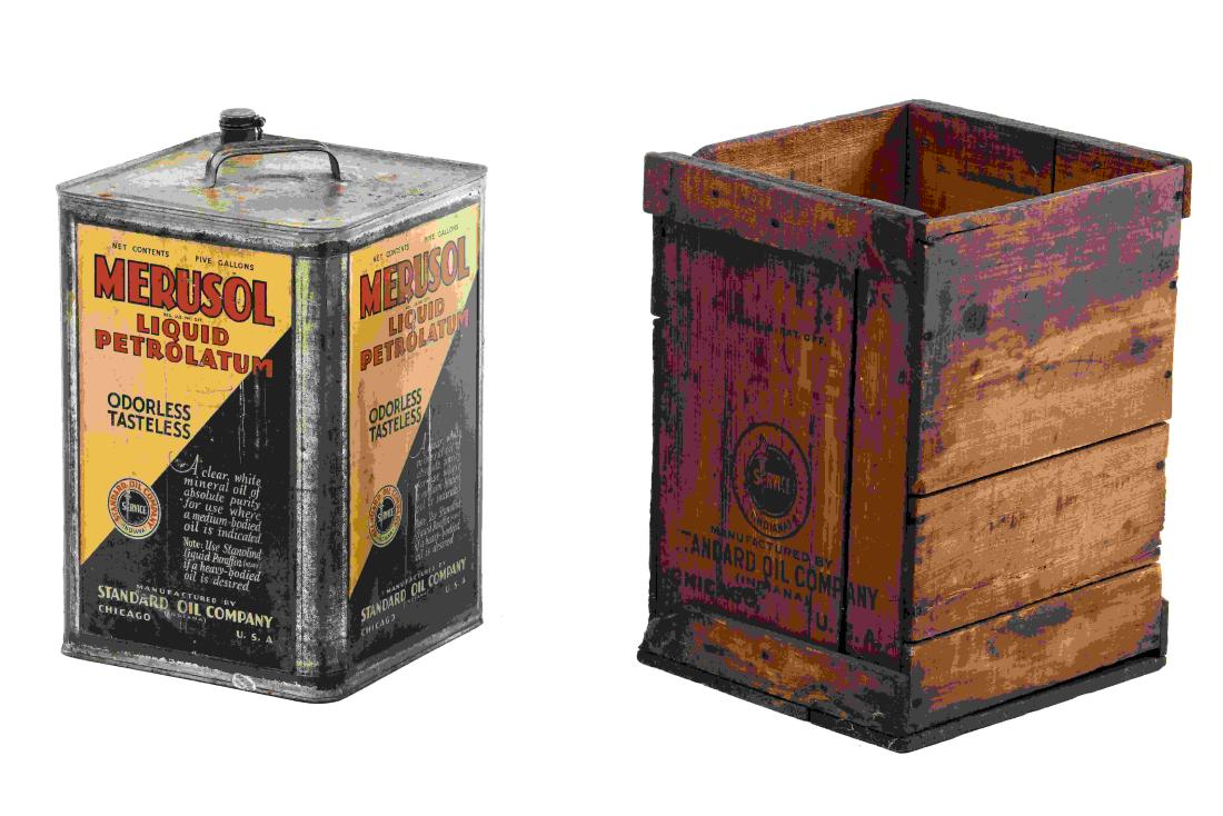 Standard Oil Merusol 5 Gallon Oil Can In Crate (1 of 4)