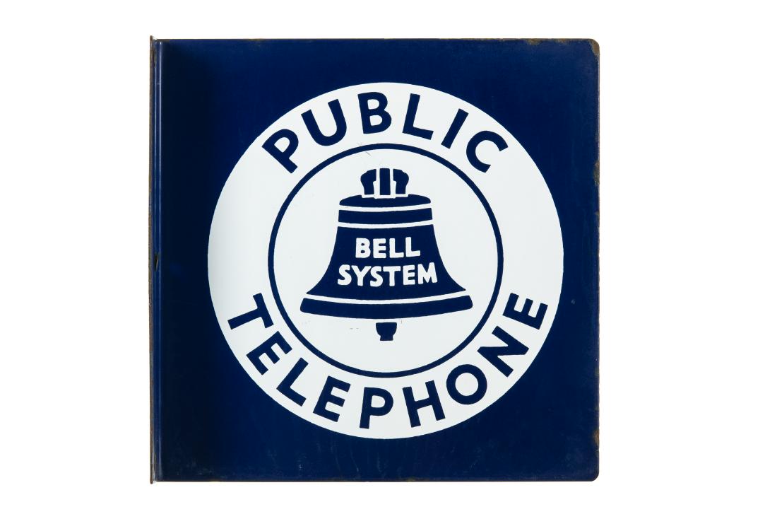 Bell System Public Telephone Porcelain Flange Sign (1 of 4)