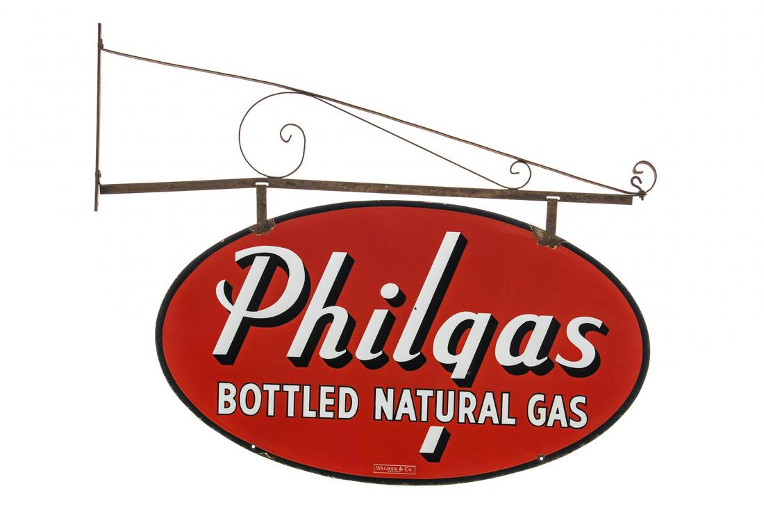 Philgas Porcelain Hanging Sign On Bracket (1 of 5)