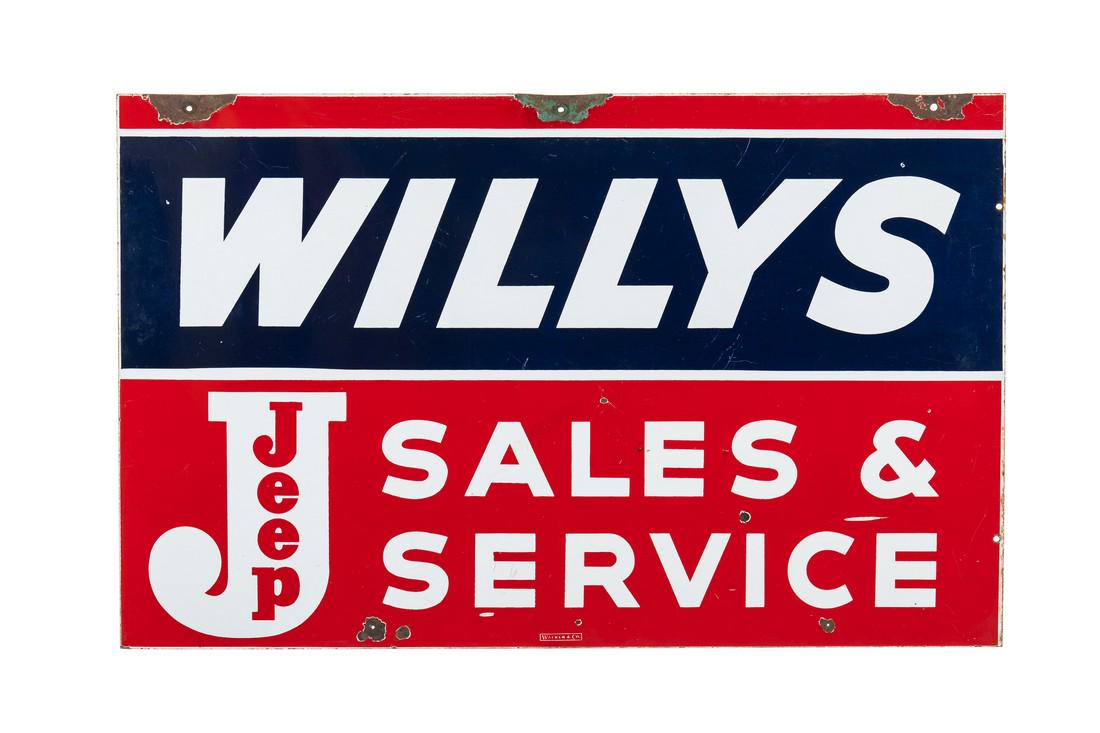 Willys Jeep Sales & Service Porcelain Sign (1 of 8)